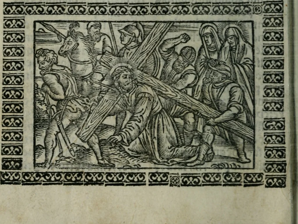 An illustration from Arte del ben psare e cõtemplare la passione del nostro Signor Jesu Christo con vn singular trattato dello imitar di Christo di nouo corretta historiata, 1527, leaf 65