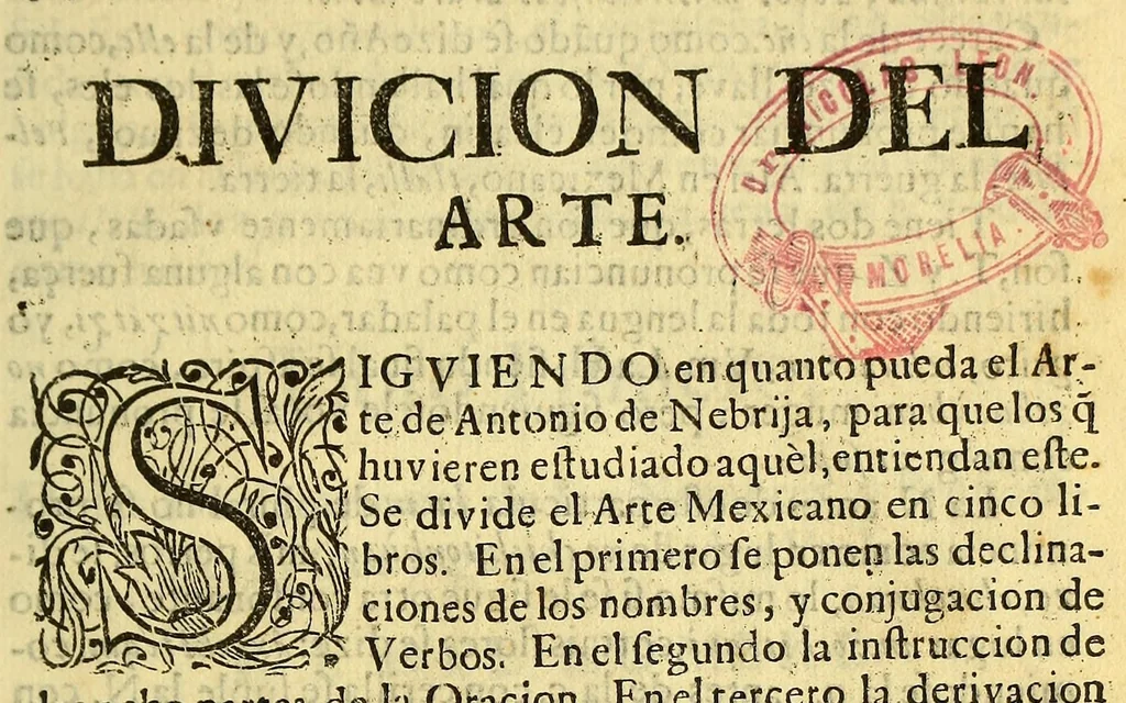 An illustration from Arte de lengua mexicana,, 1673, leaf 15