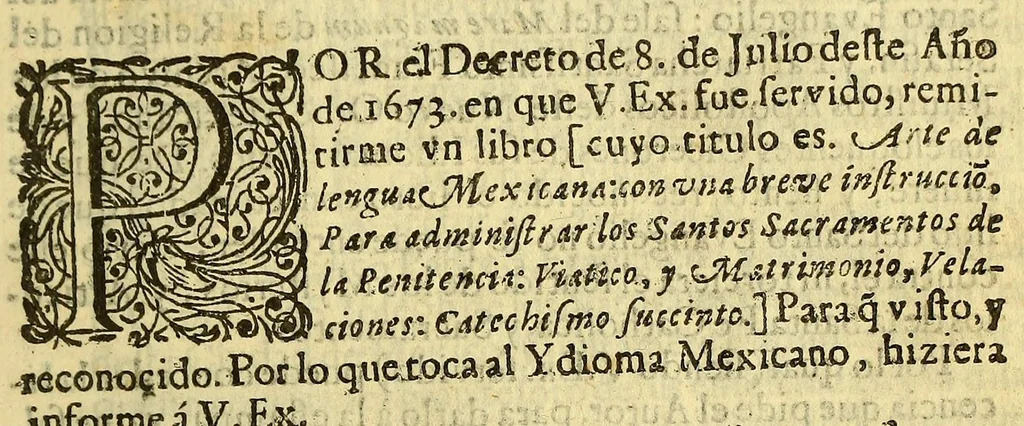 An illustration from Arte de lengua mexicana,, 1673, leaf 5