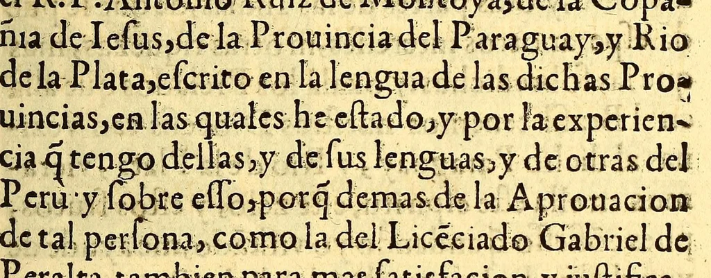 An illustration from Arte, y bocobulario de la lengua guarani., 1640, leaf 17