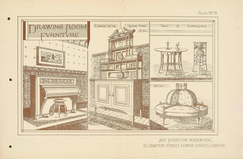 An illustration from Art furniture from designs by E.W. Godwin and others : with hints and suggestions on domestic furniture and decoration, 1877, leaf 31