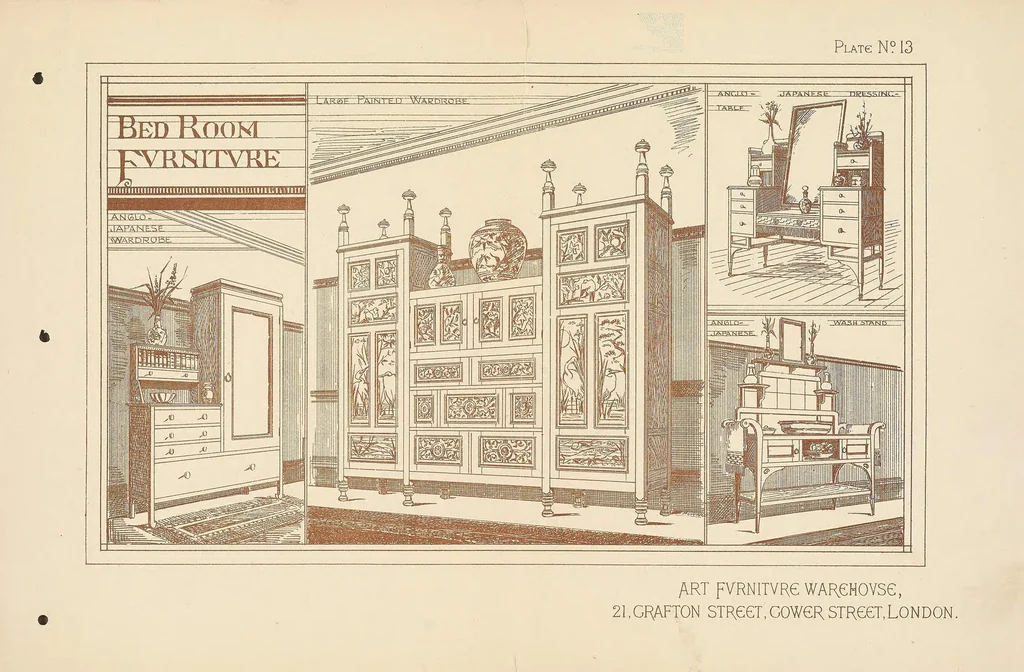 An illustration from Art furniture from designs by E.W. Godwin and others : with hints and suggestions on domestic furniture and decoration, 1877, leaf 33