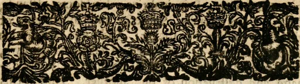 An illustration from Articles of peace and alliance, between the most Sereno and Mighty Prince Charles II. by the grace of God king of England, Scotland, France and Ireland ... and the High and Mighty Lords the States General of the United Netherlands, concluded the 21/31 day of July, 1667, 1667, leaf 54