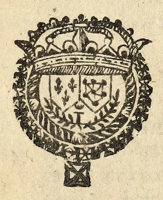 An illustration from Articles particuliers extraits des generaux, que le roy a accordez à ceux de la religion pretenduë reformée: lesquels Sa Majesté n'a voulu estre comprins esdits generaux, ny en l'Edict qui a esté fait & dressé sur iceux, donné à Nantes au mois d'auril 1598. Et neant moins a accordé sa dite Majesté, qu'ils seront entierment accomplis & obseruez, tout ainsi que le contenu audit Edict., 1644, leaf 1
