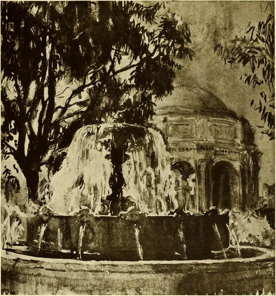 An illustration from Art in California : a survey of American art with special reference to Californian painting, sculpture and architecture past and present, particularly as those arts were represented at the Panama-Pacific International Exposition : being essays and articles by the following contributors, 1916, leaf 84