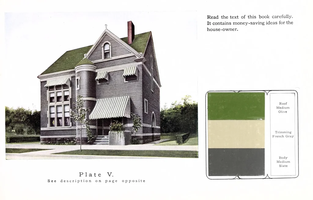 An illustration from Art in house painting : tasteful color schemes described and illustrated., 1900, leaf 13
