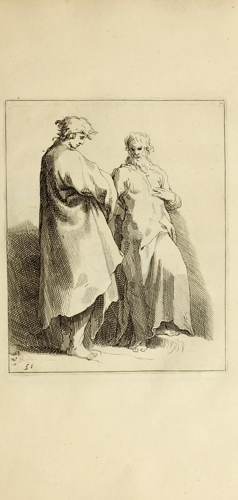 An illustration from Artis Apelleae : liber hic, studiosa juventus, aptata ingenio fert rudimenta tuo : hos duce carpe viam, membratim tota figura discitur, his gradibus scandere ad alta dabit, 1650, leaf 115