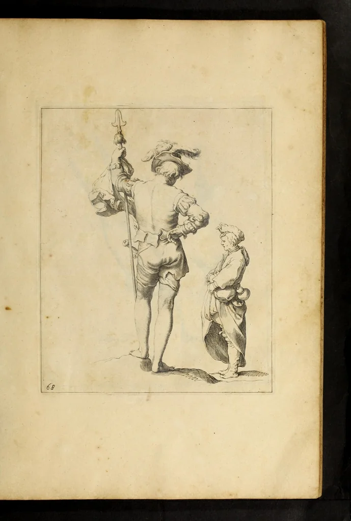 An illustration from Artis Apelleae : liber hic, studiosa juventus, aptata ingenio fert rudimenta tuo : hos duce carpe viam, membratim tota figura discitur, his gradibus scandere ad alta dabit, 1650, leaf 149
