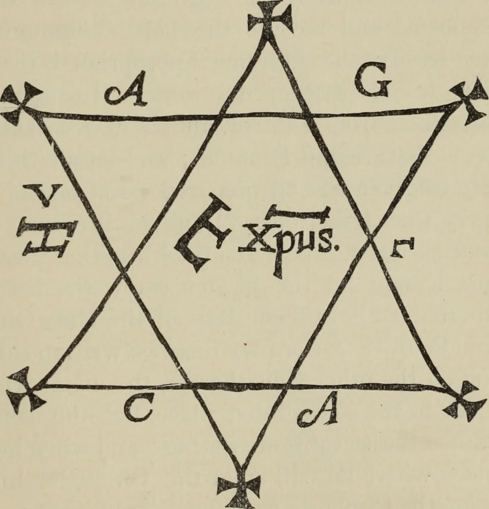 An illustration from Art magic; or, Mudane, sub-mundane and super-mundane spiritism. A treatise ... descriptive of art magic, spiritism, the different orders of spirits in the universe known to be related to, or in communication with man; together with directions for invoking, controlling, and discharging spirits, and the uses and abuses, dangers and possibilities of magical art, 1876, leaf 378