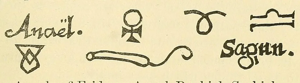 An illustration from Art magic; or, Mundane, sub-mundane and super-mundane spiritism. A treatise in three parts and twenty-three sections: descriptive of art magic, spiritism, the different orders of spirits in the universe known to be related to, or in communication with man; together with directions for invoking, controlling, and discharging spirits, and the uses and abuses, dangers and possibilities of magical art, 1876, leaf 395