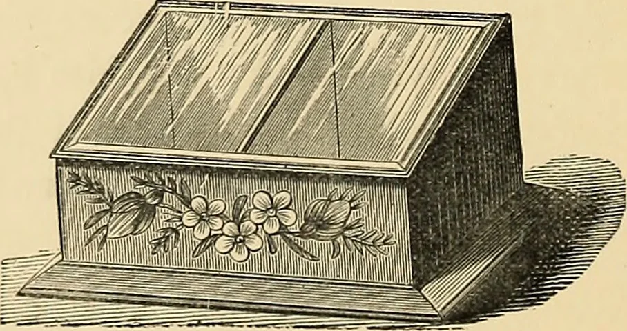 An illustration from Art needlework. A complete manual of embroidery in silks and crewels, with full instructions as to stitches, materials, and implements. Containing also a large number of original designs and a handsome coloured design for crewel work, 1882, leaf 107