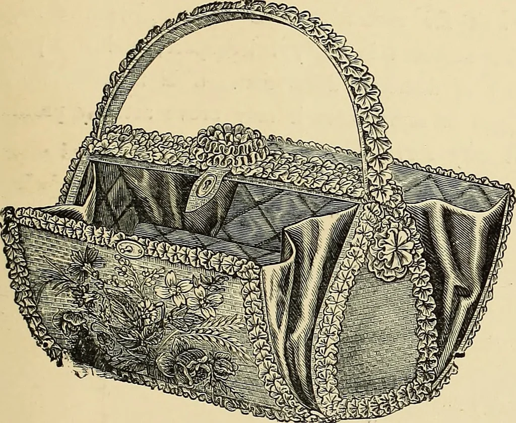 An illustration from Art needlework. A complete manual of embroidery in silks and crewels, with full instructions as to stitches, materials, and implements. Containing also a large number of original designs and a handsome coloured design for crewel work, 1882, leaf 20