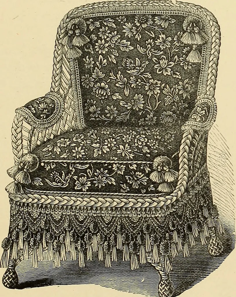 An illustration from Art needlework. A complete manual of embroidery in silks and crewels, with full instructions as to stitches, materials, and implements. Containing also a large number of original designs and a handsome coloured design for crewel work, 1882, leaf 32