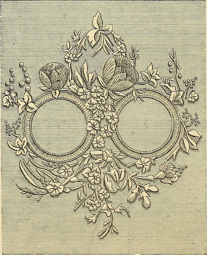 An illustration from Art needlework. A complete manual of embroidery in silks and crewels, with full instructions as to stitches, materials, and implements. Containing also a large number of original designs and a handsome coloured design for crewel work, 1882, leaf 41
