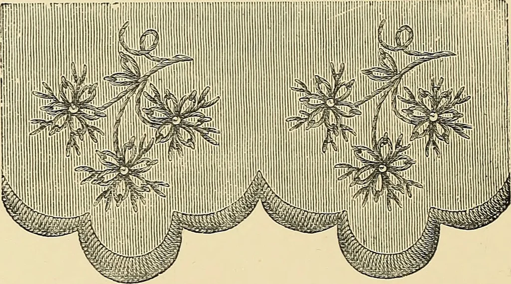 An illustration from Art needlework. A complete manual of embroidery in silks and crewels, with full instructions as to stitches, materials, and implements. Containing also a large number of original designs and a handsome coloured design for crewel work, 1882, leaf 45