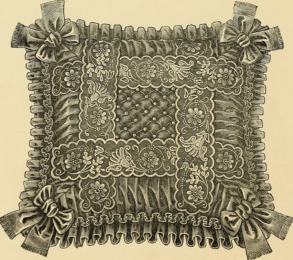An illustration from Art needlework. A complete manual of embroidery in silks and crewels, with full instructions as to stitches, materials, and implements. Containing also a large number of original designs and a handsome coloured design for crewel work, 1882, leaf 45