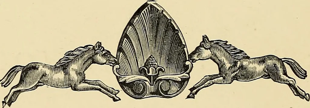 An illustration from Art needlework. A complete manual of embroidery in silks and crewels, with full instructions as to stitches, materials, and implements. Containing also a large number of original designs and a handsome coloured design for crewel work, 1882, leaf 5
