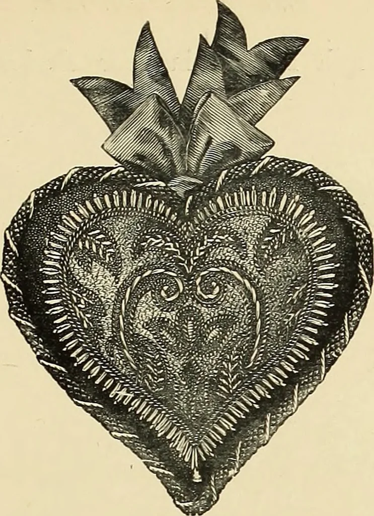 An illustration from Art needlework. A complete manual of embroidery in silks and crewels, with full instructions as to stitches, materials, and implements. Containing also a large number of original designs and a handsome coloured design for crewel work, 1882, leaf 62