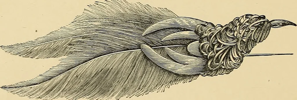 An illustration from Art needlework. A complete manual of embroidery in silks and crewels, with full instructions as to stitches, materials, and implements. Containing also a large number of original designs and a handsome coloured design for crewel work, 1882, leaf 7