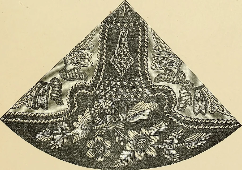 An illustration from Art needlework. A complete manual of embroidery in silks and crewels, with full instructions as to stitches, materials, and implements. Containing also a large number of original designs and a handsome coloured design for crewel work, 1882, leaf 76