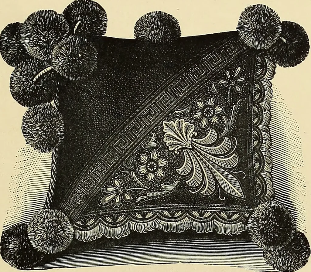 An illustration from Art needlework. A complete manual of embroidery in silks and crewels, with full instructions as to stitches, materials, and implements. Containing also a large number of original designs and a handsome coloured design for crewel work, 1882, leaf 90