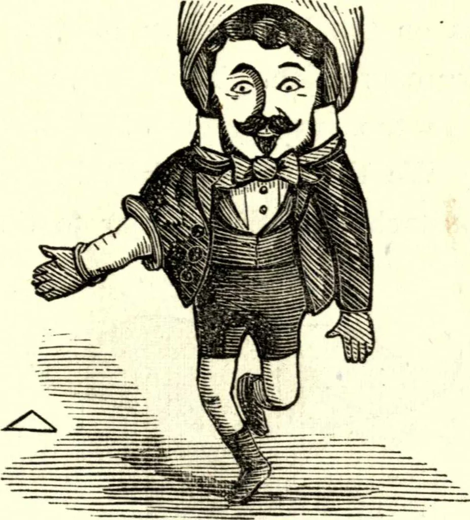 An illustration from The art of amusing : being a collection of graceful arts, merry games, odd tricks, curious puzzles, and new charades : together with suggestions for private theatricals, tableaux, and all sorts of parlor and family amusements, 1866, leaf 120