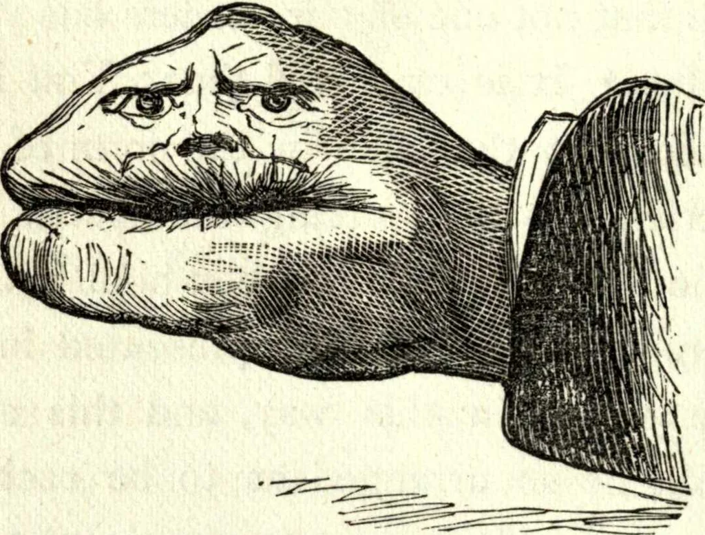 An illustration from The art of amusing : being a collection of graceful arts, merry games, odd tricks, curious puzzles, and new charades : together with suggestions for private theatricals, tableaux, and all sorts of parlor and family amusements, 1866, leaf 123