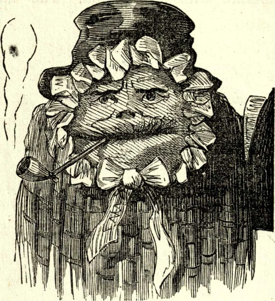 An illustration from The art of amusing : being a collection of graceful arts, merry games, odd tricks, curious puzzles, and new charades : together with suggestions for private theatricals, tableaux, and all sorts of parlor and family amusements, 1866, leaf 125