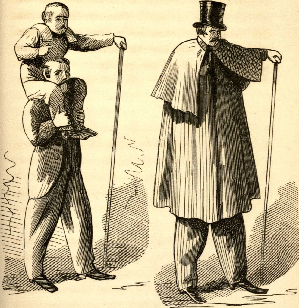 An illustration from The art of amusing : being a collection of graceful arts, merry games, odd tricks, curious puzzles, and new charades : together with suggestions for private theatricals, tableaux, and all sorts of parlor and family amusements, 1866, leaf 130
