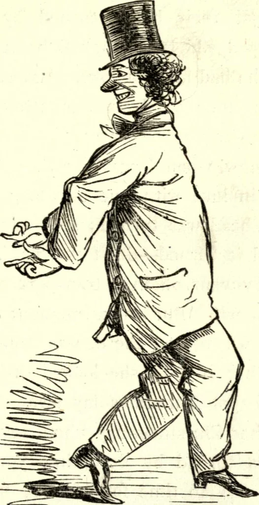 An illustration from The art of amusing : being a collection of graceful arts, merry games, odd tricks, curious puzzles, and new charades : together with suggestions for private theatricals, tableaux, and all sorts of parlor and family amusements, 1866, leaf 142