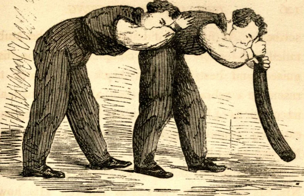 An illustration from The art of amusing : being a collection of graceful arts, merry games, odd tricks, curious puzzles, and new charades : together with suggestions for private theatricals, tableaux, and all sorts of parlor and family amusements, 1866, leaf 146