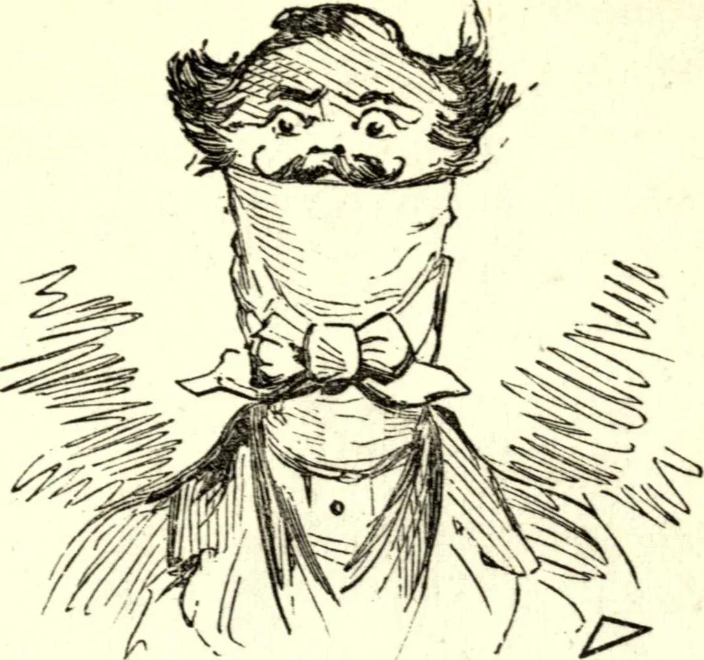 An illustration from The art of amusing : being a collection of graceful arts, merry games, odd tricks, curious puzzles, and new charades : together with suggestions for private theatricals, tableaux, and all sorts of parlor and family amusements, 1866, leaf 150