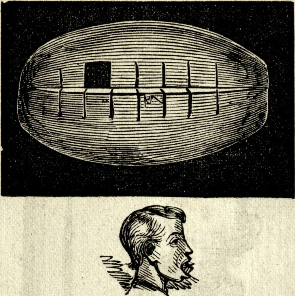An illustration from The art of amusing : being a collection of graceful arts, merry games, odd tricks, curious puzzles, and new charades : together with suggestions for private theatricals, tableaux, and all sorts of parlor and family amusements, 1866, leaf 173