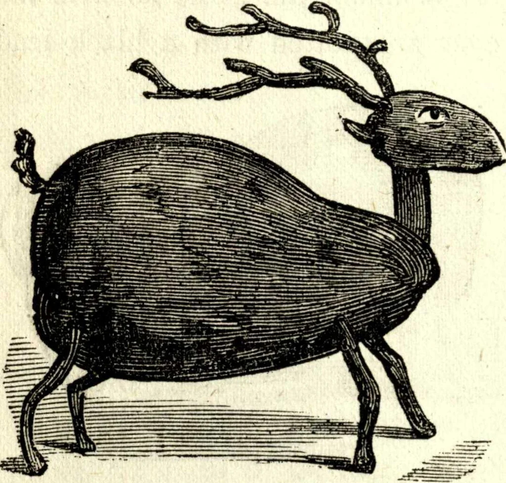 An illustration from The art of amusing : being a collection of graceful arts, merry games, odd tricks, curious puzzles, and new charades : together with suggestions for private theatricals, tableaux, and all sorts of parlor and family amusements, 1866, leaf 217