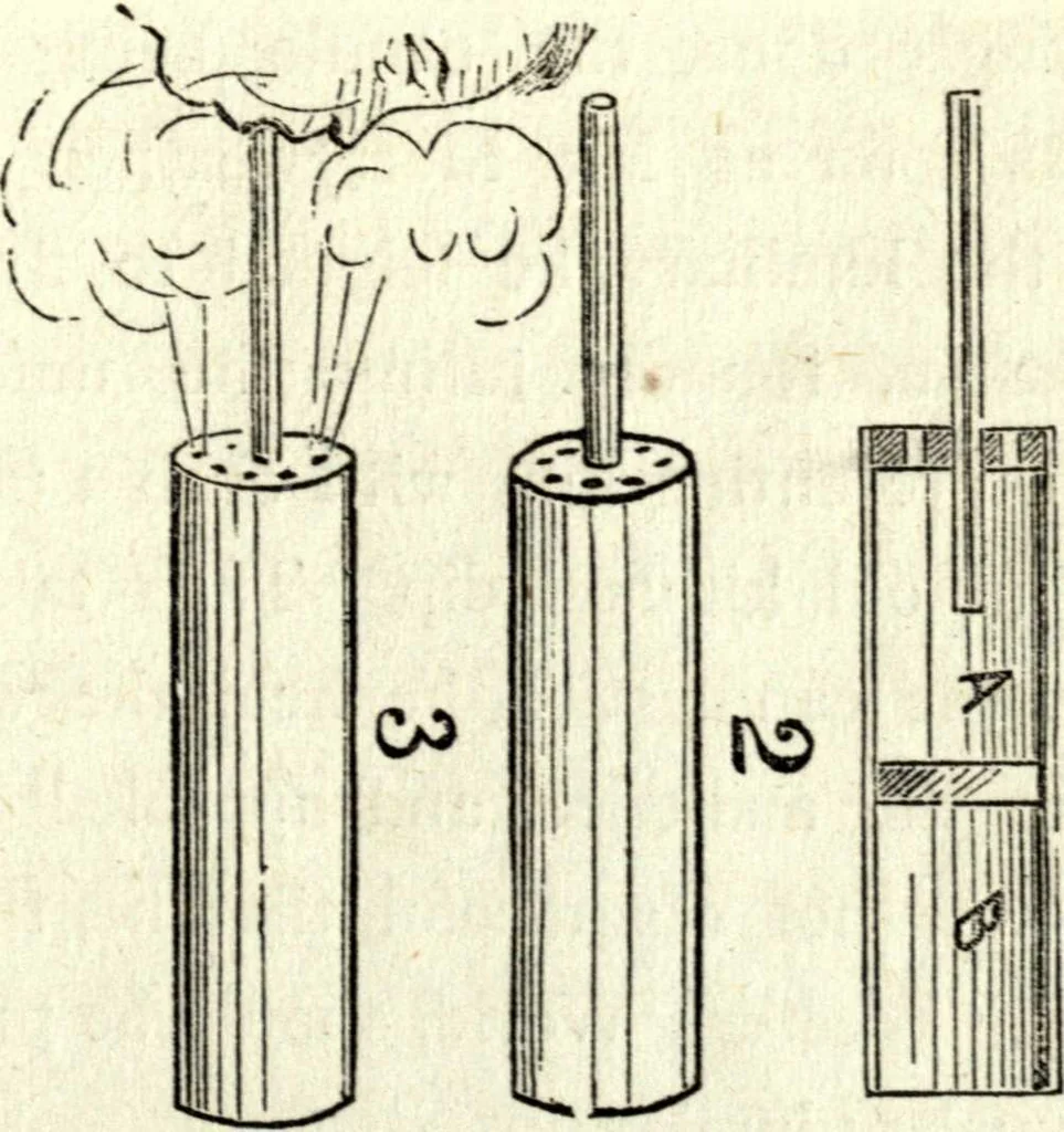 An illustration from The art of amusing : being a collection of graceful arts, merry games, odd tricks, curious puzzles, and new charades : together with suggestions for private theatricals, tableaux, and all sorts of parlor and family amusements, 1866, leaf 230