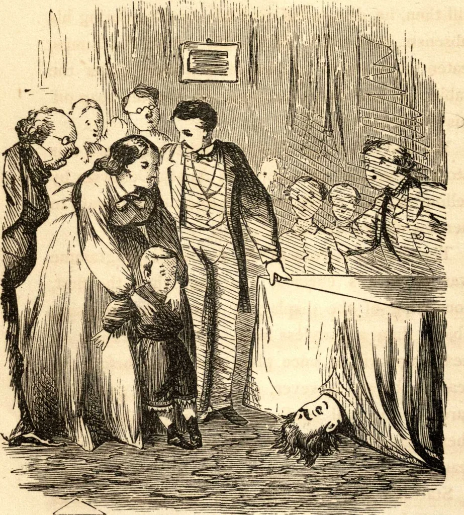 An illustration from The art of amusing : being a collection of graceful arts, merry games, odd tricks, curious puzzles, and new charades : together with suggestions for private theatricals, tableaux, and all sorts of parlor and family amusements, 1866, leaf 235