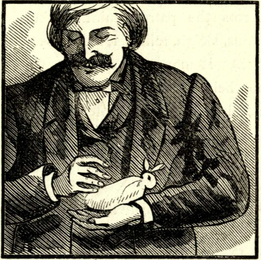 An illustration from The art of amusing : being a collection of graceful arts, merry games, odd tricks, curious puzzles, and new charades : together with suggestions for private theatricals, tableaux, and all sorts of parlor and family amusements, 1866, leaf 240