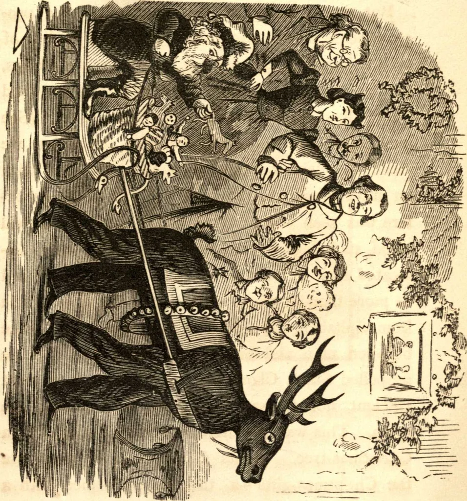 An illustration from The art of amusing : being a collection of graceful arts, merry games, odd tricks, curious puzzles, and new charades : together with suggestions for private theatricals, tableaux, and all sorts of parlor and family amusements, 1866, leaf 242
