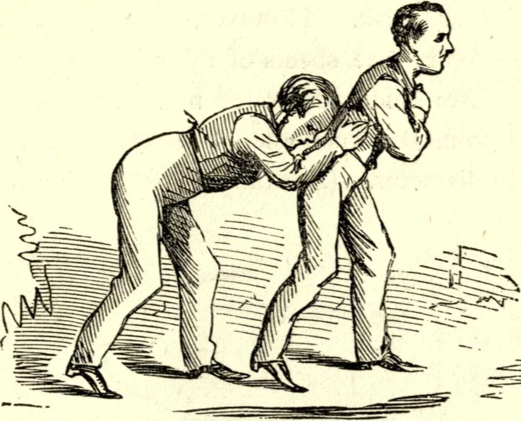 An illustration from The art of amusing : being a collection of graceful arts, merry games, odd tricks, curious puzzles, and new charades : together with suggestions for private theatricals, tableaux, and all sorts of parlor and family amusements, 1866, leaf 244