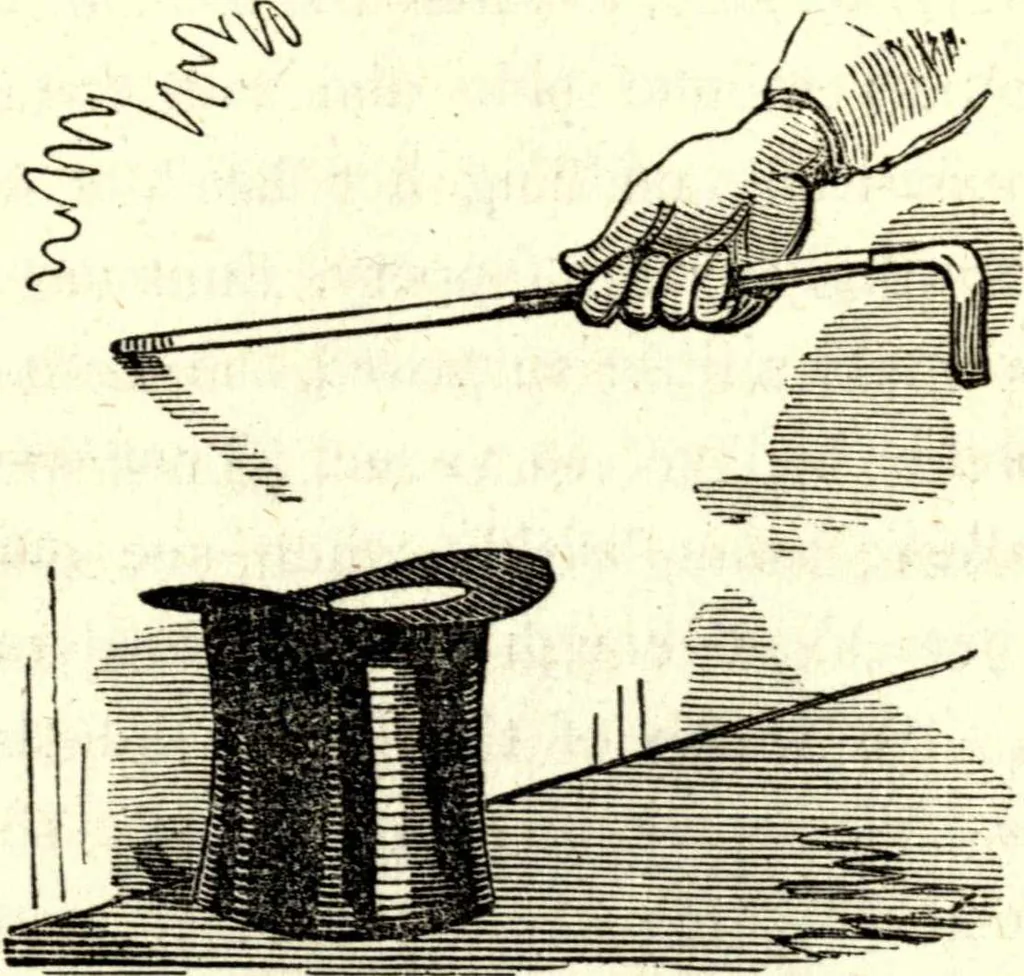 An illustration from The art of amusing : being a collection of graceful arts, merry games, odd tricks, curious puzzles, and new charades : together with suggestions for private theatricals, tableaux, and all sorts of parlor and family amusements, 1866, leaf 256
