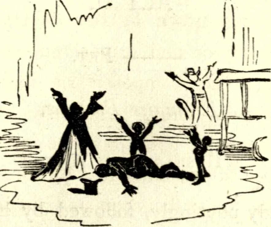An illustration from The art of amusing : being a collection of graceful arts, merry games, odd tricks, curious puzzles, and new charades : together with suggestions for private theatricals, tableaux, and all sorts of parlor and family amusements, 1866, leaf 316