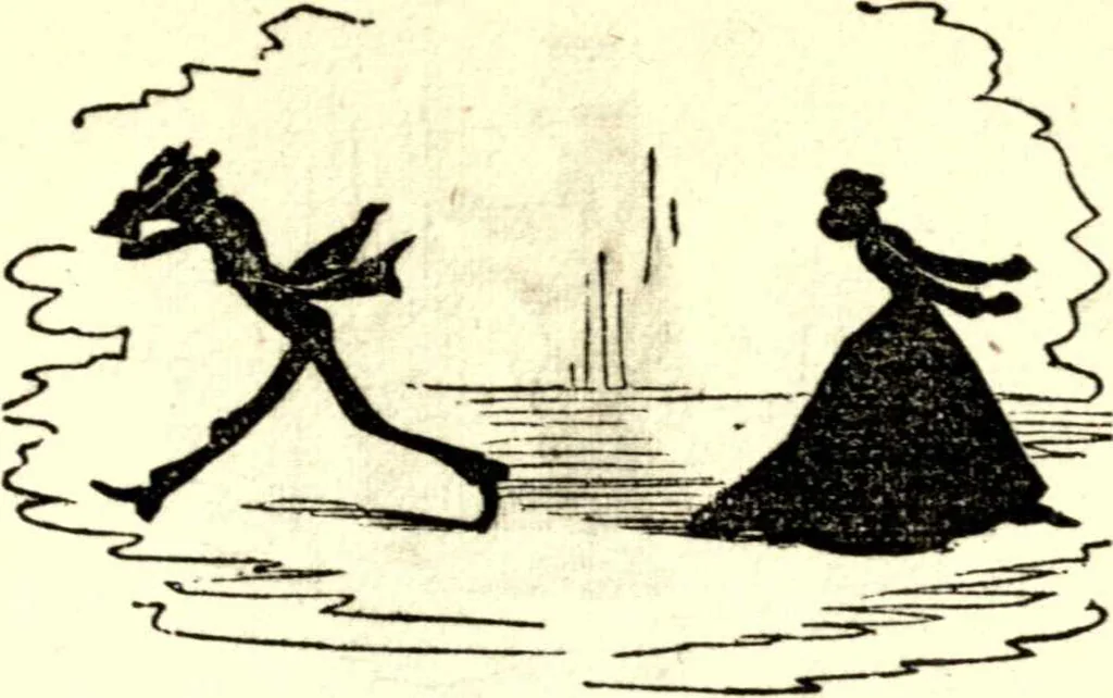 An illustration from The art of amusing : being a collection of graceful arts, merry games, odd tricks, curious puzzles, and new charades : together with suggestions for private theatricals, tableaux, and all sorts of parlor and family amusements, 1866, leaf 320
