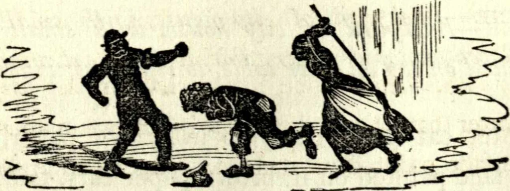 An illustration from The art of amusing : being a collection of graceful arts, merry games, odd tricks, curious puzzles, and new charades : together with suggestions for private theatricals, tableaux, and all sorts of parlor and family amusements, 1866, leaf 322