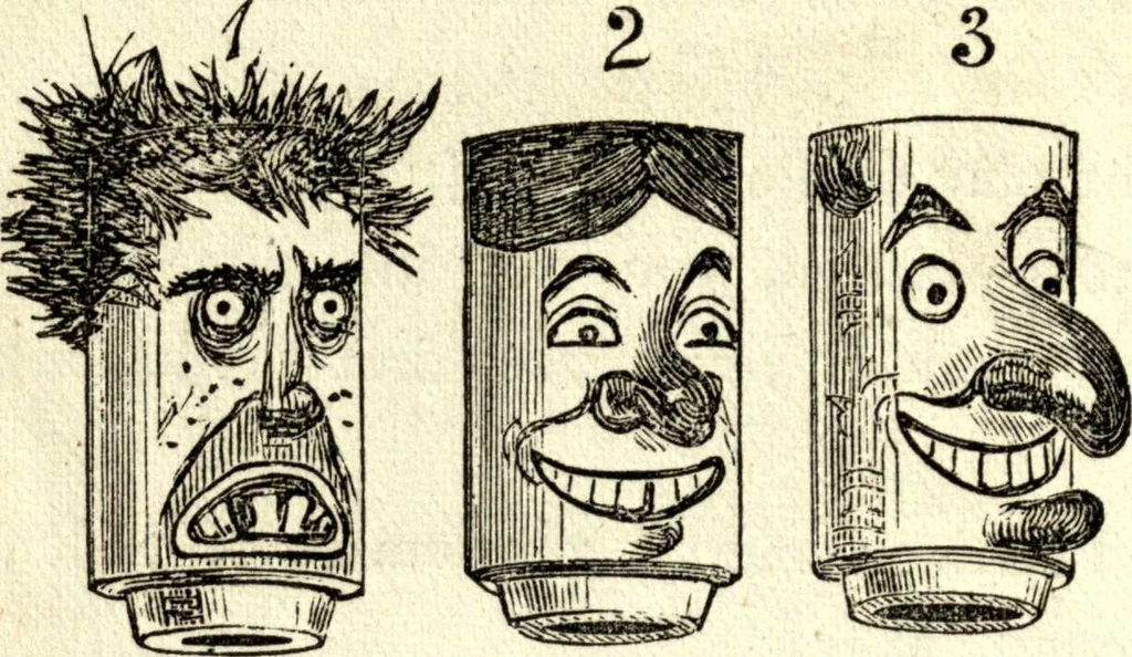 An illustration from The art of amusing : being a collection of graceful arts, merry games, odd tricks, curious puzzles, and new charades : together with suggestions for private theatricals, tableaux, and all sorts of parlor and family amusements, 1866, leaf 55