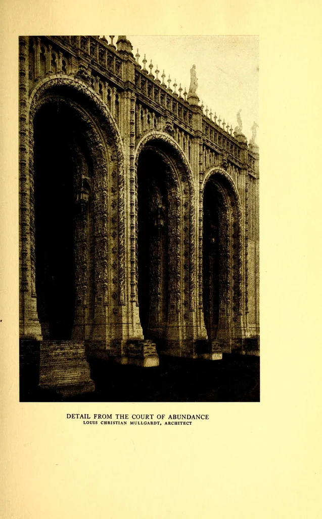 An illustration from The art of the exposition : personal impressions of the architecture, sculpture, mural decorations, color scheme & other aesthetic aspects of the Panama-Pacific International Exposition, 1915, leaf 49