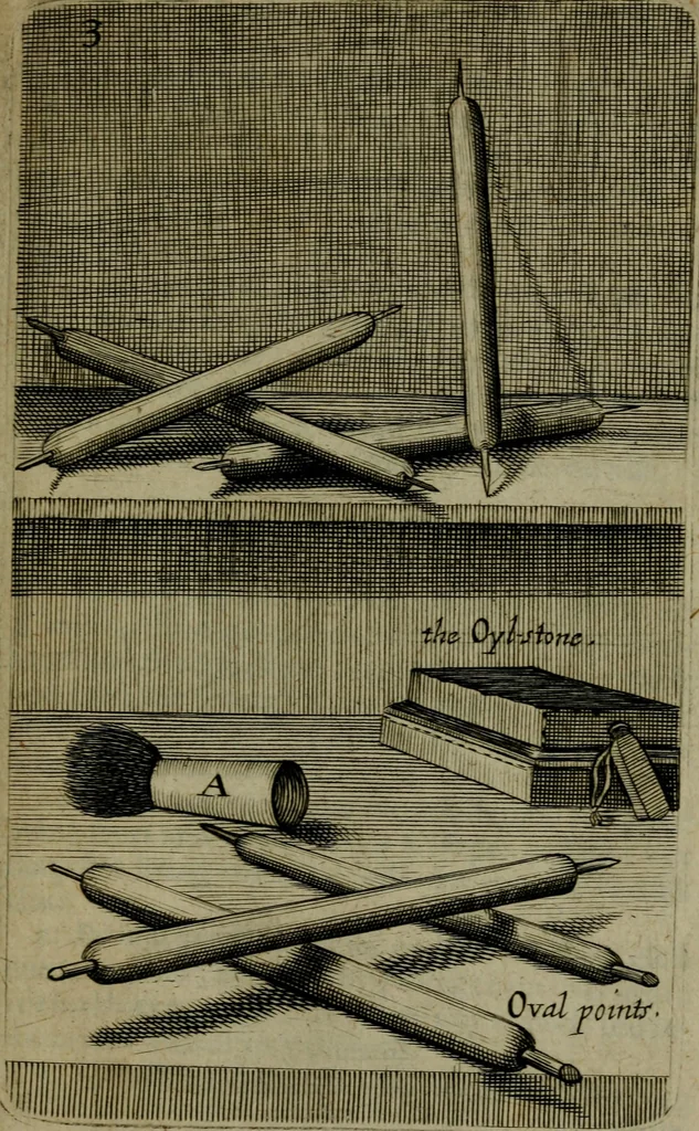 An illustration from The art of graueing, and etching, wherein is exprest the true way of graueing in copper. Allso the manner & method of that famous Callot, & Mr. Bosse, in their seuerall ways of etching, 1662, leaf 28