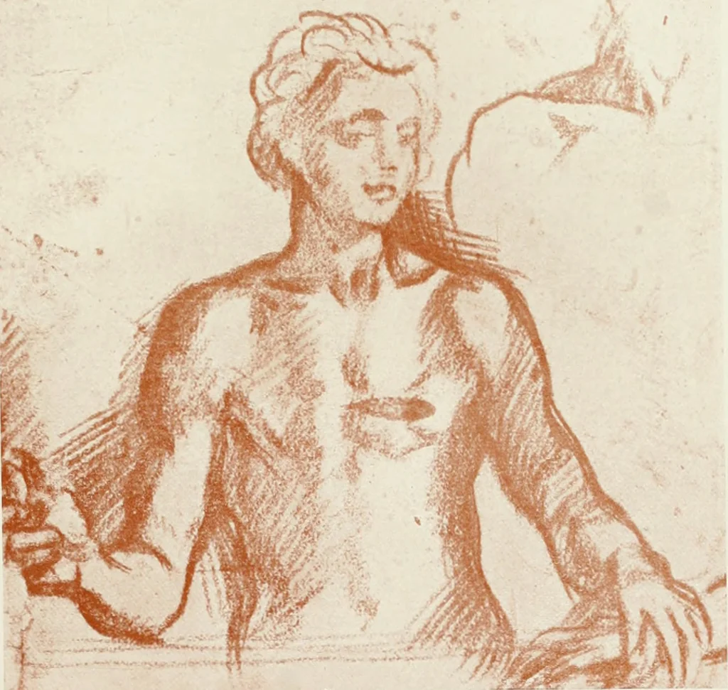 An illustration from The art of the great masters, as exemplified by drawings in the collection of Émile Wauters, membre de l'Académie royale de Belgique, 1913, leaf 180