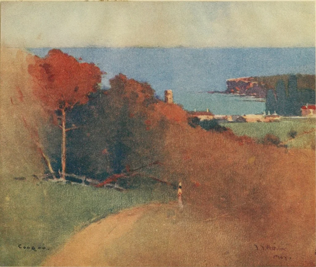 An illustration from The art of J. J. Hilder, 1918, leaf 16