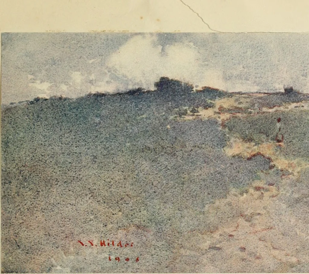 An illustration from The art of J. J. Hilder, 1918, leaf 22