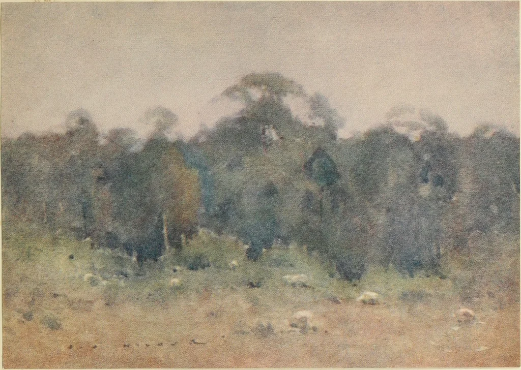 An illustration from The art of J. J. Hilder, 1918, leaf 32